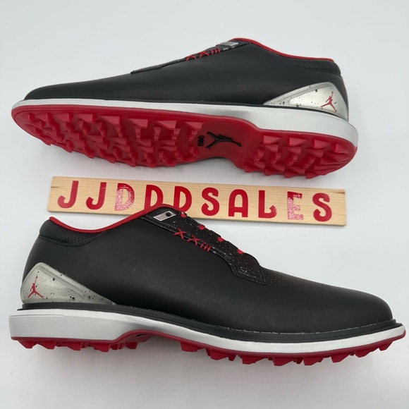 Nike Air Jordan ADG 5 Low Golf Shoes Black Red Bred FQ7874-001 Men’s Sizes Wide - Picture 8 of 13